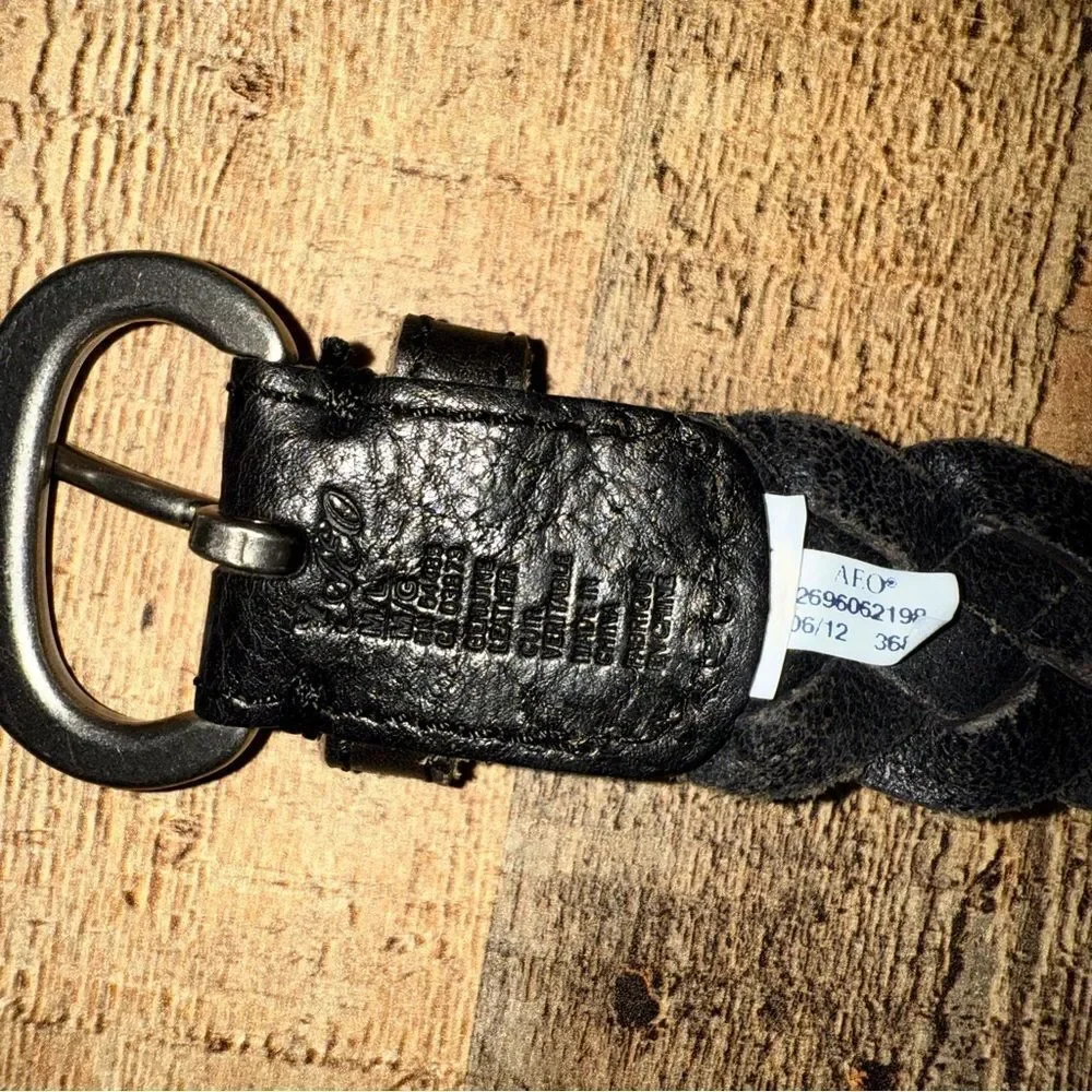 American Eagle Brown Leather Belt Braided Boho Y2K Western Concert M/L